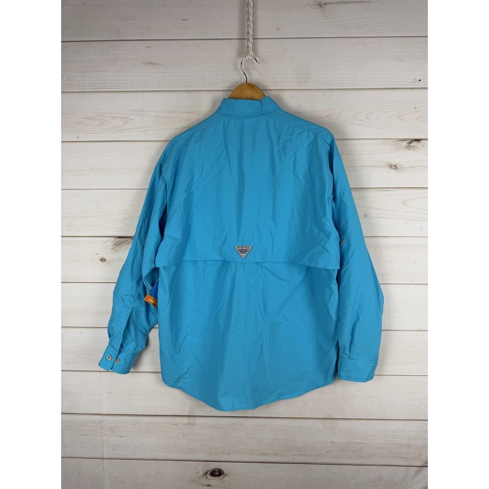 Columbia PFG Shirt Mens Medium Blue Omni-Shade Fishing Button Up Long Sleeve - Picture 2 of 9